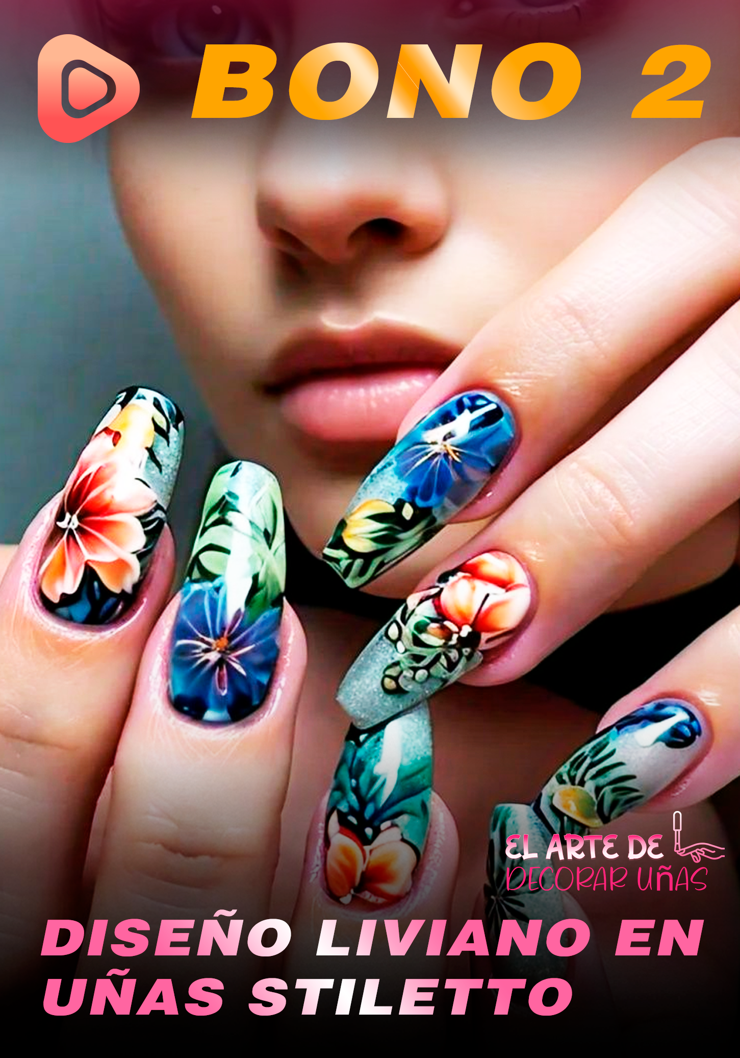 Bonus diseño liviano en uñas stiletto